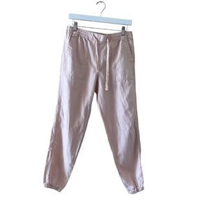 Gap Chalk Pink Utility Jogger Pockets Lounge Linen Blend High Rise SZ S # 1596